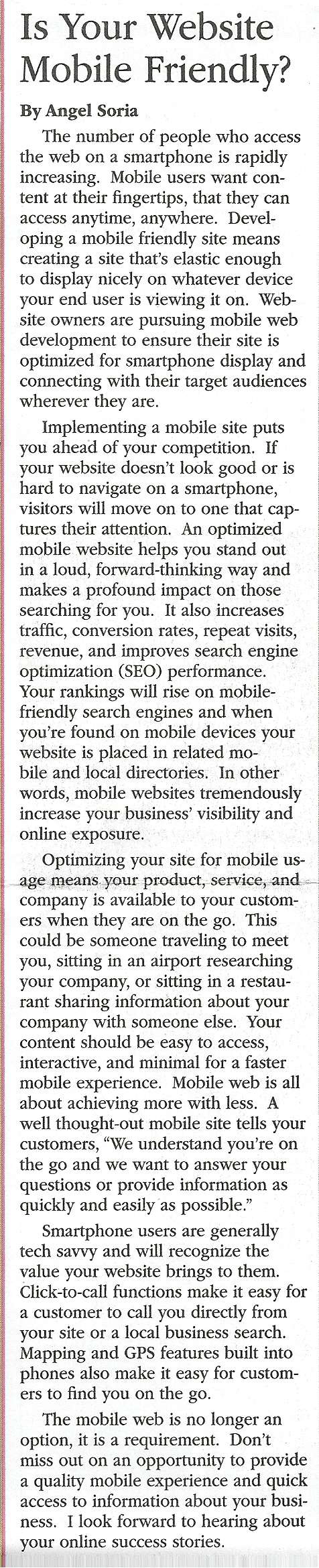 Is Your Website Mobile Friendly TKHCC March Issue